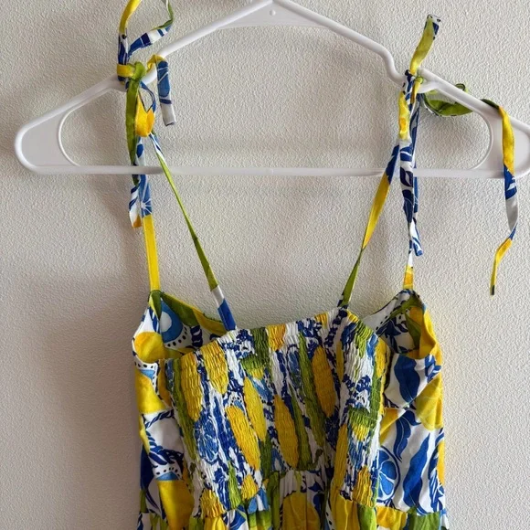 Kenny Flowers The Positano Resort Lemon Print Maxi Dress Size M - Picture 6 of 7